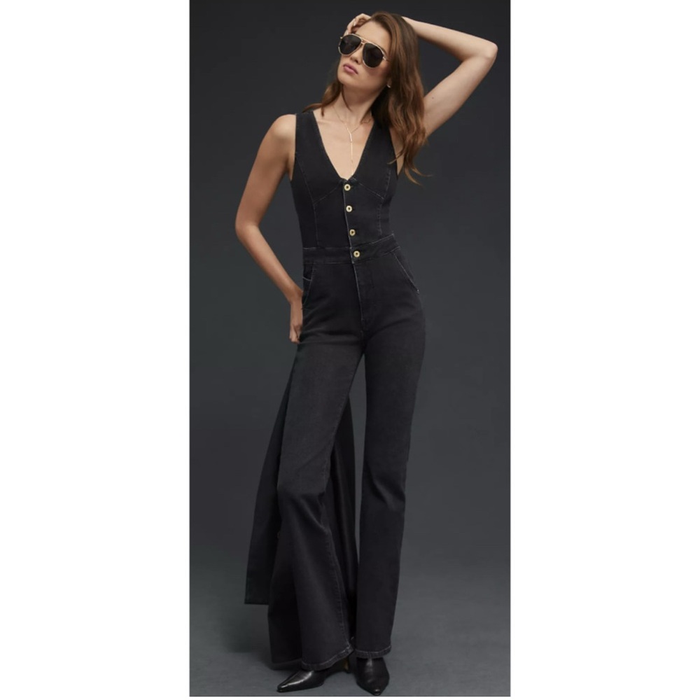 Anthropologie pilcro black denim jumpsuit 8